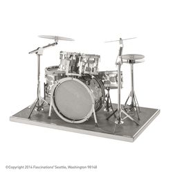 Fascinations Metal Earth Drum Set Model Kit Silver