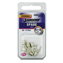 Jandorf 12-10 Ga. Uninsulated Wire Spade Terminal Silver 5 pk