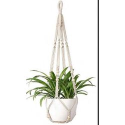 Primitive Planters White Cotton 42 in. H No Tassel Plant Hanger 1 pk