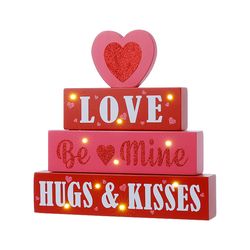 Glitzhome Valentine's Block Table Sign MDF Wood/Plastic 1 pc