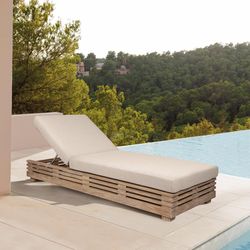 Armen Living Vivid Light Brown Wood Frame Modern Chaise Lounge Taupe