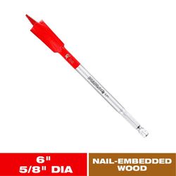 Diablo Demo Demon 5/8 in. X 6 in. L High Carbon Steel Nail-Embedded Wood Spade Bit Hex Shank 1 pk