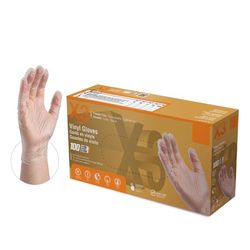 X3 Vinyl Disposable Gloves Large Clear Powder Free 100 pk