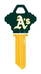 HILLMAN MLB Oakland Athletics House/Office Key Blank 68 Single For Schlage Locks Yellow