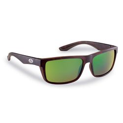 Flying Fisherman Streamer Sunglasses Unisex Matte Tortoise Frame Amber Green Mirror Lens Polarized