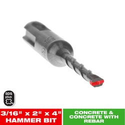Diablo 3/16 in. X 4 in. L Carbide Tipped 2-Cutter Hammer Drill Bit SDS-Plus Shank 1 pk