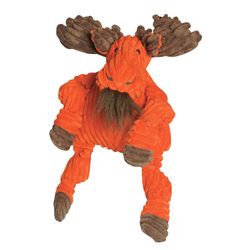 HuggleHounds Knottie For Dog Brown/Orange Plush Morris Moose Squeaky Dog Toy Large 1 pk