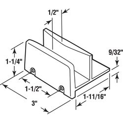 Prime-Line 1.25 in. H X 1.69 in. W Gray Frameless Shower Door Bottom Guide