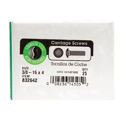Hillman 0.375 in. X 4 in. L Stainless Steel Carriage Bolt 25 pk