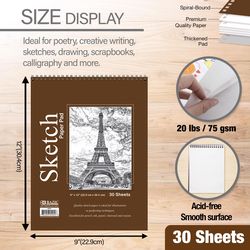 Bazic Products 9 in. W X 12 in. L Sketch Pad 30 sheet