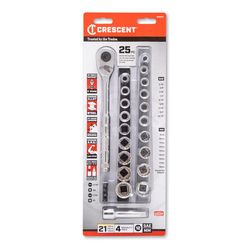 Crescent 3/8 in. drive Metric/SAE 12 Point Mechanic's Tool Set 25 pc