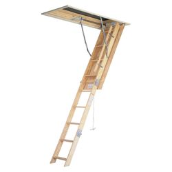 Werner 7 To 8.75 ft. Ceiling 25 in. x 54 in. Wood Attic Ladder Type I 250 lb. cap.