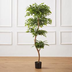 Glitzhome Green Plastic 61 in. H X 24 in. W Artificial Potted Plant