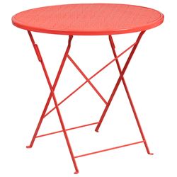 Flash Furniture Red Round Metal Contemporary Patio Table