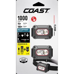 Coast FLX10R Twin Pack (2pk) 1000 lm Black/Gray LED Rechargeable Head Lamp