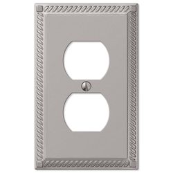 Amerelle Georgian Satin Nickel 1 gang Die-Cast Metal Duplex Wall Plate 1 pk