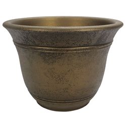 HC Companies Sierra 9.63 in. H X 13 in. D Plastic Texture Planter Celtic Bronze