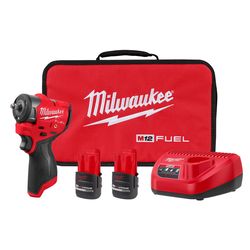 Milwaukee M12 FUEL 3/8 in. Cordless Brushless Subcompact Impact Wrench W/Friction Ring Kit Kit (Batt