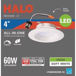 Halo White 4 in. W LED Retrofit Recessed Lighting 650 W