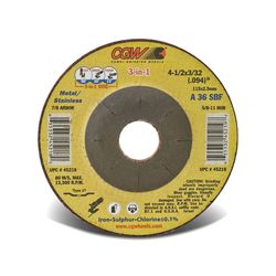CGW 4-1/2 in. D X 7/8 in. X 3/32 in. thick Aluminum Oxide Cutting/Grinding Wheel 1 pc