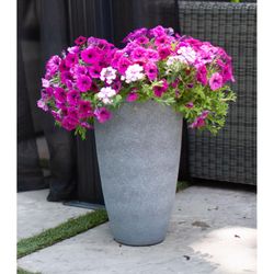 Algreen 20.5 in. H X 12 in. D Resin Planter Gray