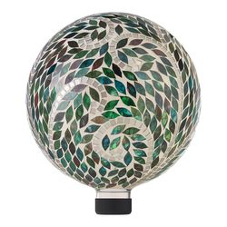 Alpine Multicolored Glass 12 in. H X 10 in. L X 10 in. W Mosaic Scroll Gazing Ball