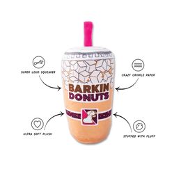 Pet Shop by Fringe Studio For Dog Multicolored Plush Barkin Donuts Iced Coffee Dog Toy 1 pk