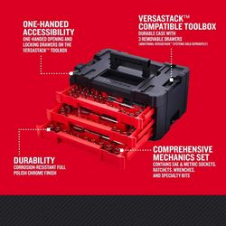 Craftsman Versastack 1/4 & 3/8 & 1/2 in. drive Metric/SAE Mechanic's Tool Set 242 pc
