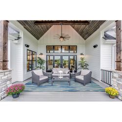 Linon Home Decor 7 ft. W X 9 ft. L Blue/Cream Ehrle Polyester Accent Rug