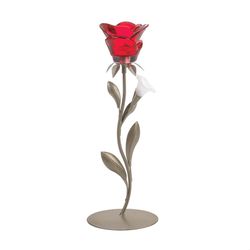 Gallery of Light 13.5 in. H Gray/Red Glass/Iron Candle Holder