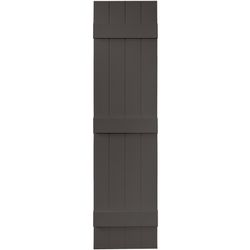 Builders Edge 59 in. H X 14 in. W Tuxedo Gray Board and Batten Vinyl Shutter 2 pk