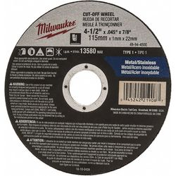 Milwaukee 4-1/2 in. D X 7/8 in. X 0.045 in. thick Aluminum Oxide Cutting Cut-Off Wheel 1 pc