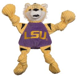 HuggleHounds Knottie For Dog Multicolored Plush Mike the Tiger Squeaky Dog Toy Small 1 pk