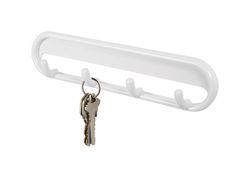 iDesign 8 in. L White Plastic Medium Multi-Purpose 4-Hook Rack 1 pk