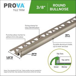 PROVA 0.44 in. H X 1.44 in. W X 96 in. L Prefinished Pewter Aluminum Bullnose