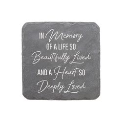 Pavilion Stones with Stories Gray Cement/Stone 7.75 in. H X 7.75 in. L X 0.75 in. W In Memory Steppi