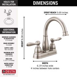 Delta Windemere Brushed Nickel Traditional Centerset Bathroom Sink Faucet 4 in.