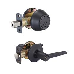 Ace Flat LEver Matte Black Entry Lever and Deadbolt Set KW1 1-3/4 in.