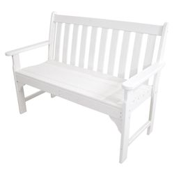 Ivy Terrace White HDPE Traditional Garden Bench 35.25 in. H X 24 in. L X 48.5 in. D