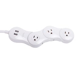 Quirky Pivot Power Desktop 4 ft. L 3 oulet, 2 USB outlets Surge Protector White