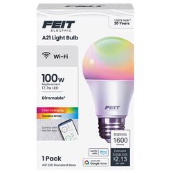 Feit Smart Home A21 E26 (Medium) Smart-Enabled LED Bulb Color Changing 100 Watt Equivalence 1 pk