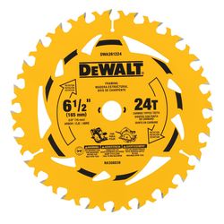 DEWALT 6-1/2 in. D X 5/8 in. Tungsten Carbide Tipped Circular Saw Blade 24 teeth 1 pk