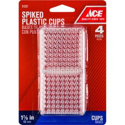 Ace Plastic Furniture Cups W/Spikes Clear Square 1-7/8 in. W X 1-7/8 in. L 4 pk