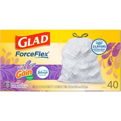 Glad ForceFlex 13 gal Lavender Tall Kitchen Bags Drawstring 40 pk