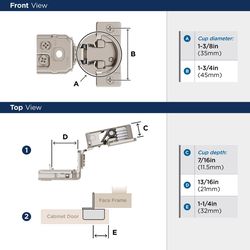 Amerock 1.25 in. W X 2.87 in. L Nickel Silver Steel Self-Closing Concealed Hinge 2 pk