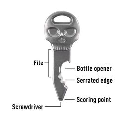 Nite Ize DoohicKey Stainless Steel Silver SkullKey Key Tool