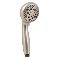 PlumbCraft Brushed Nickel Metal 6 settings Handheld Showerhead 2 gpm
