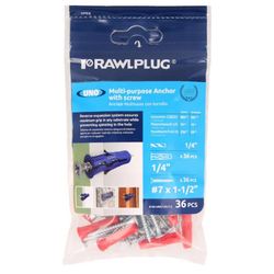 RAWLPLUG 1/4 in. D X 1.75 in. L Polypropylene Phillips Head Drywall Anchor 36 pc