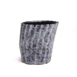 Chive 4 in. H X 4 in. D Ceramic Planter Black/White