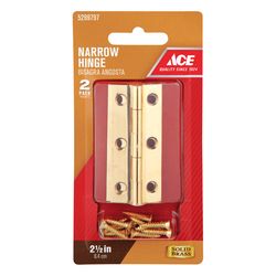 Ace 1-1/2 in. W X 2-1/2 in. L Polished Brass Brass Narrow Hinge 2 pk
